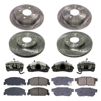 Callahan Brake Parts® - Drilled & Slotted Brake Kit with Calipers