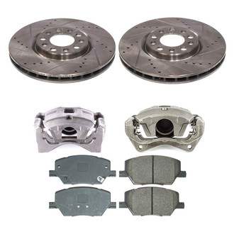 Callahan Brake Parts® - Drilled and Slotted Front Brake Kit with Calipers