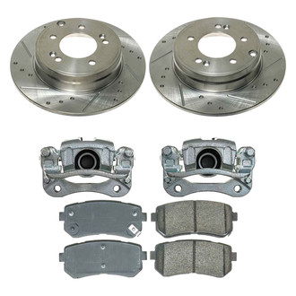 Callahan Brake Parts® - Drilled and Slotted Rear Brake Kit with Calipers