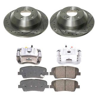 Callahan Brake Parts® - Drilled and Slotted Rear Brake Kit with Calipers