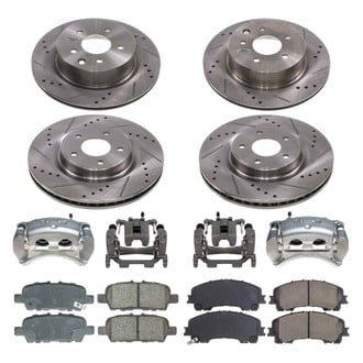 Callahan Brake Parts® - Drilled and Slotted Front and Rear Brake Kit with Calipers
