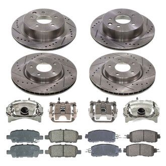 Callahan Brake Parts® - Drilled and Slotted Front and Rear Brake Kit with Calipers