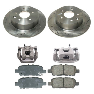 Callahan Brake Parts® - Drilled and Slotted Rear Brake Kit with Calipers