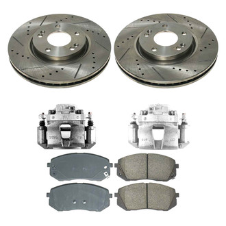 Callahan Brake Parts® - Drilled and Slotted Front Brake Kit with Calipers