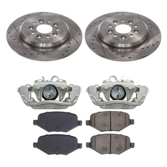 Callahan Brake Parts® - Drilled and Slotted Rear Brake Kit with Calipers