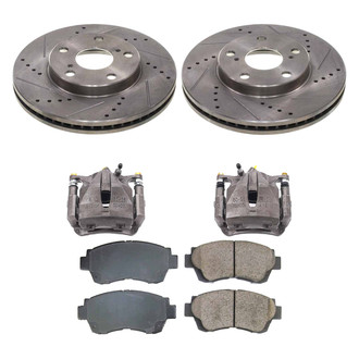 Callahan Brake Parts® - Drilled and Slotted Front Brake Kit with Calipers