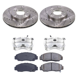 Callahan Brake Parts® - Drilled and Slotted Front Brake Kit with Calipers