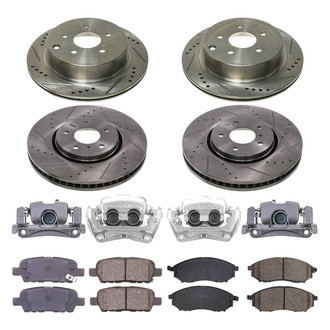 Callahan Brake Parts® - Drilled and Slotted Front and Rear Brake Kit with Calipers