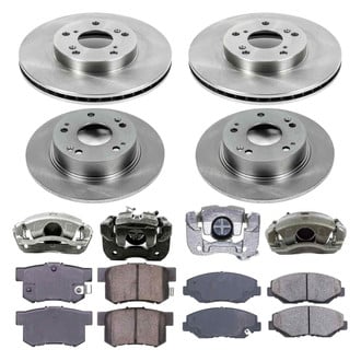 Callahan Brake Parts® - Plain Front and Rear Brake Kit with Calipers