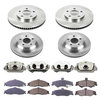 Callahan Brake Parts® - Plain Front and Rear Brake Kit with Calipers