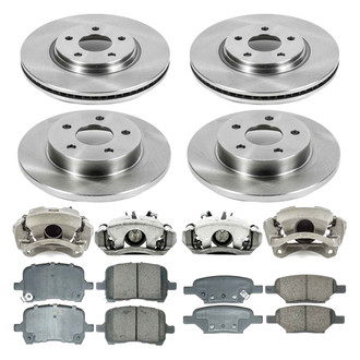 Callahan Brake Parts® - Plain Front and Rear Brake Kit with Calipers