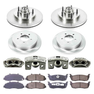 Callahan Brake Parts® - Plain Front and Rear Brake Kit with Calipers