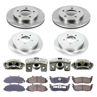 Callahan Brake Parts® - Plain Front and Rear Brake Kit with Calipers