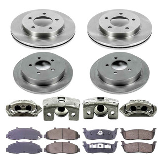 Callahan Brake Parts® - Plain Front and Rear Brake Kit with Calipers