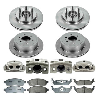 Callahan Brake Parts® - Plain Front and Rear Brake Kit with Calipers