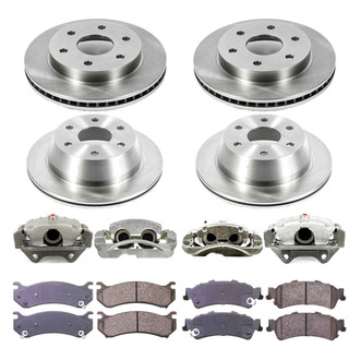 Callahan Brake Parts® - Plain Front and Rear Brake Kit with Calipers