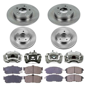 Callahan Brake Parts® - Plain Front and Rear Brake Kit with Calipers