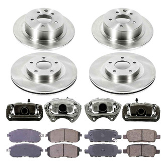 Callahan Brake Parts® - Plain Front and Rear Brake Kit with Calipers