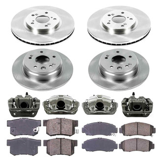 Callahan Brake Parts® - Plain Front and Rear Brake Kit with Calipers