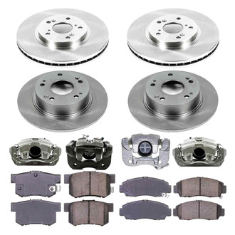 Callahan Brake Parts® - Plain Front and Rear Brake Kit with Calipers