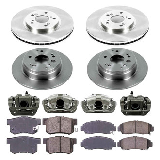Callahan Brake Parts® - Plain Front and Rear Brake Kit with Calipers