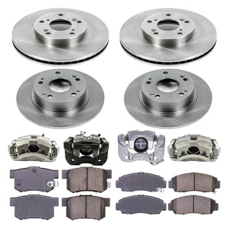Callahan Brake Parts® - Plain Front and Rear Brake Kit with Calipers
