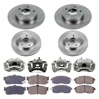 Callahan Brake Parts® - Plain Front and Rear Brake Kit with Calipers