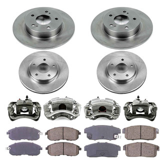 Callahan Brake Parts® - Plain Front and Rear Brake Kit with Calipers