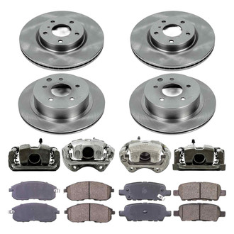 Callahan Brake Parts® - Plain Front and Rear Brake Kit with Calipers