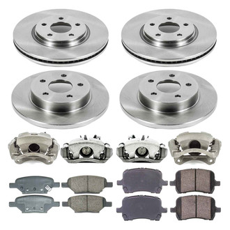 Callahan Brake Parts® - Plain Front and Rear Brake Kit with Calipers