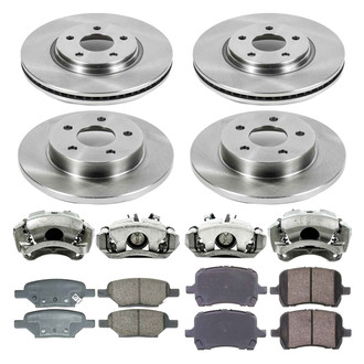 Callahan Brake Parts® - Plain Front and Rear Brake Kit with Calipers