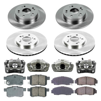 Callahan Brake Parts® - Plain Front and Rear Brake Kit with Calipers