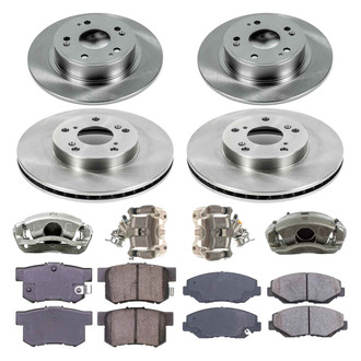 Callahan Brake Parts® - Plain Front and Rear Brake Kit with Calipers
