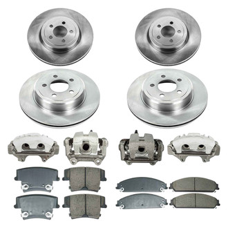 Callahan Brake Parts® - Plain Front and Rear Brake Kit with Calipers