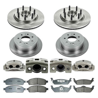 Callahan Brake Parts® - Plain Front and Rear Brake Kit with Calipers