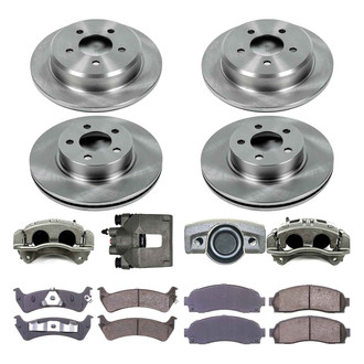 Callahan Brake Parts® - Plain Front and Rear Brake Kit with Calipers