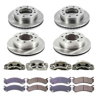 Callahan Brake Parts® - Plain Front and Rear Brake Kit with Calipers