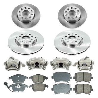 Callahan Brake Parts® - Plain Front and Rear Brake Kit with Calipers