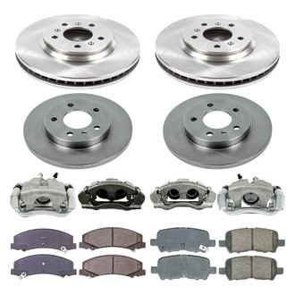 Callahan Brake Parts® - Plain Front and Rear Brake Kit with Calipers