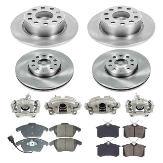 Callahan Brake Parts® - Plain Front and Rear Brake Kit with Calipers