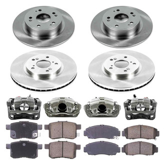 Callahan Brake Parts® - Plain Front and Rear Brake Kit with Calipers