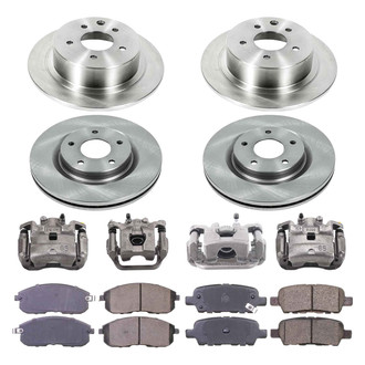 Callahan Brake Parts® - Plain Front and Rear Brake Kit with Calipers