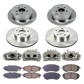 Callahan Brake Parts® - Plain Front and Rear Brake Kit with Calipers
