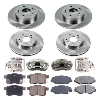 Callahan Brake Parts® - Plain Front and Rear Brake Kit with Calipers
