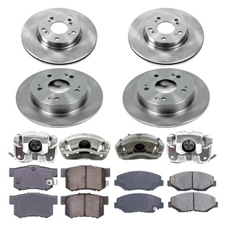 Callahan Brake Parts® - Plain Front and Rear Brake Kit with Calipers
