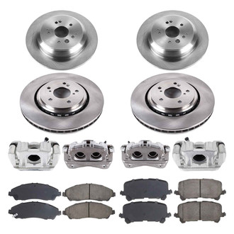 Callahan Brake Parts® - Plain Front and Rear Brake Kit with Calipers