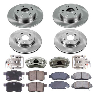 Callahan Brake Parts® - Plain Front and Rear Brake Kit with Calipers