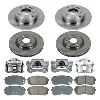Callahan Brake Parts® - Plain Front and Rear Brake Kit with Calipers