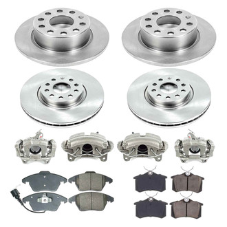 Callahan Brake Parts® - Plain Front and Rear Brake Kit with Calipers