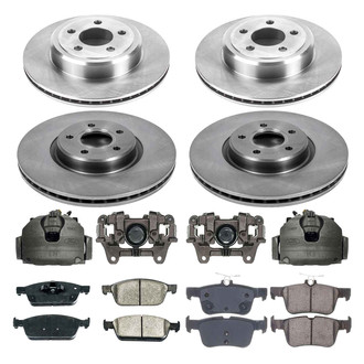 Callahan Brake Parts® - Plain Front and Rear Brake Kit with Calipers